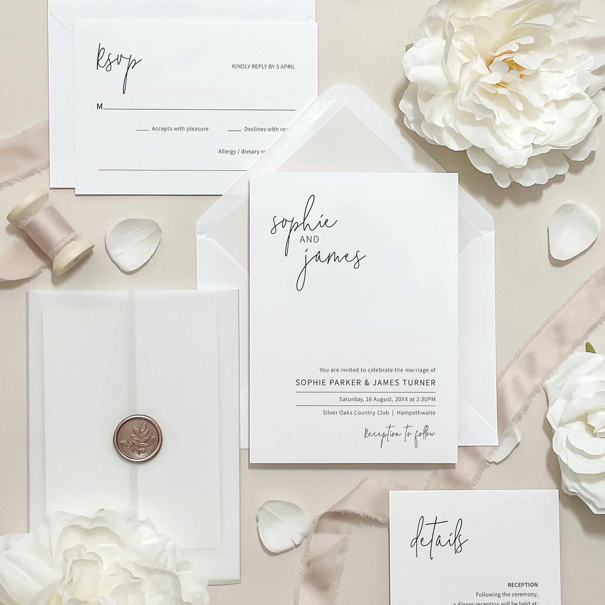 Minimalist Signature Wedding Invitation Suite