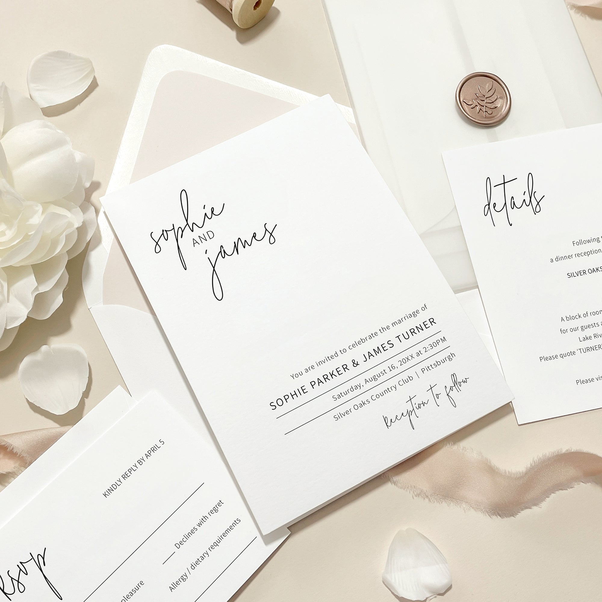Minimalist Signature Wedding Invitation Suite
