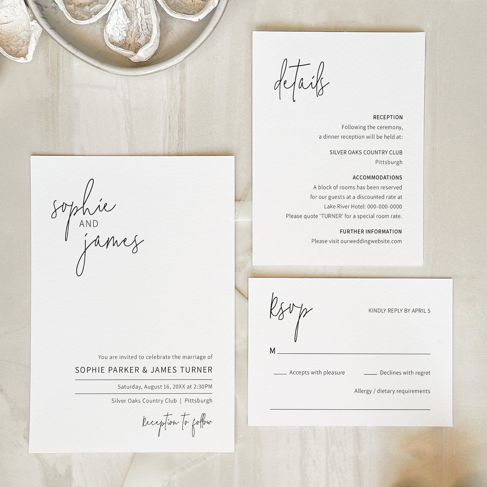 Minimalist Signature Wedding Invitation Suite