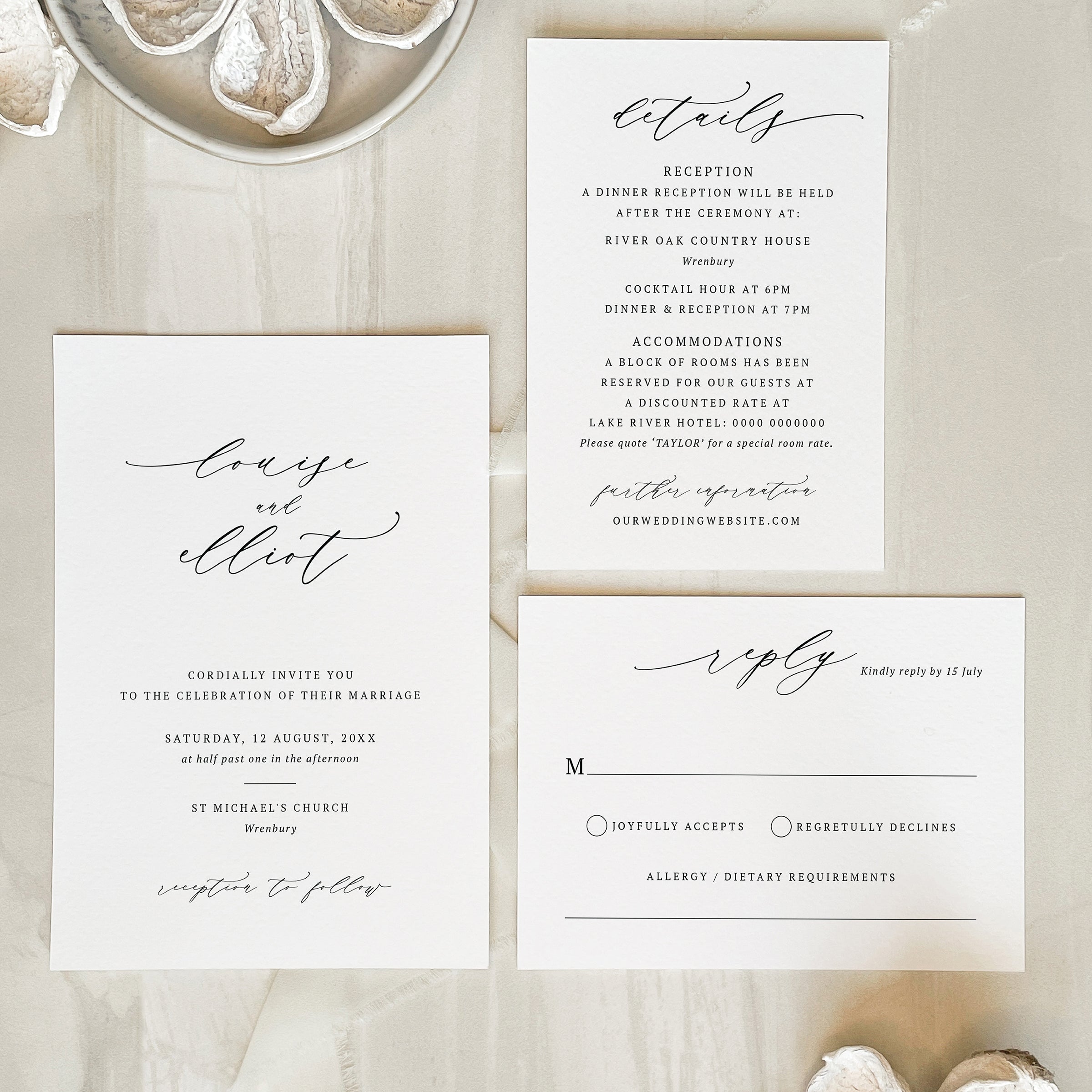 Modern Flourish Wedding Invitation Suite