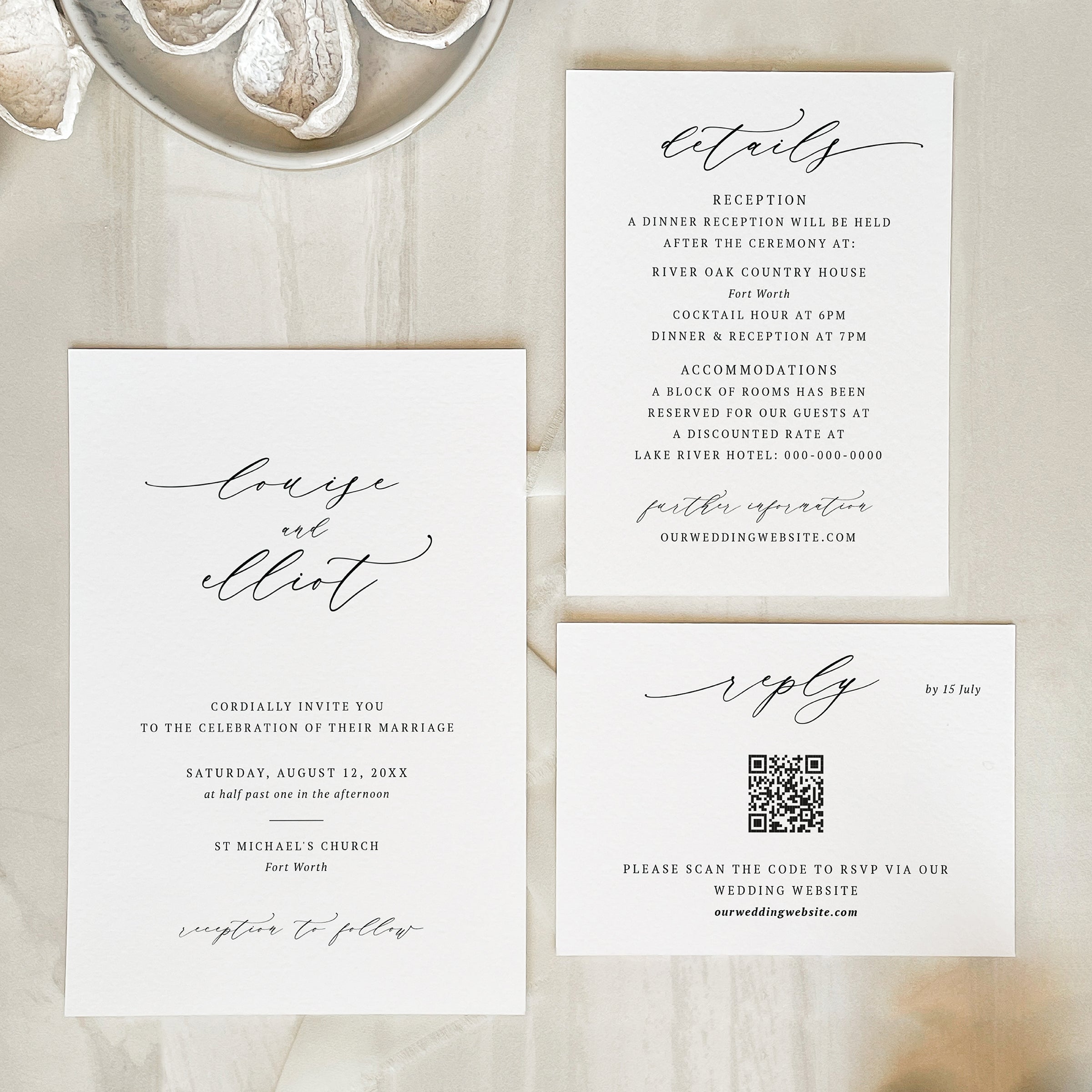 Modern Flourish Wedding Invitation Suite