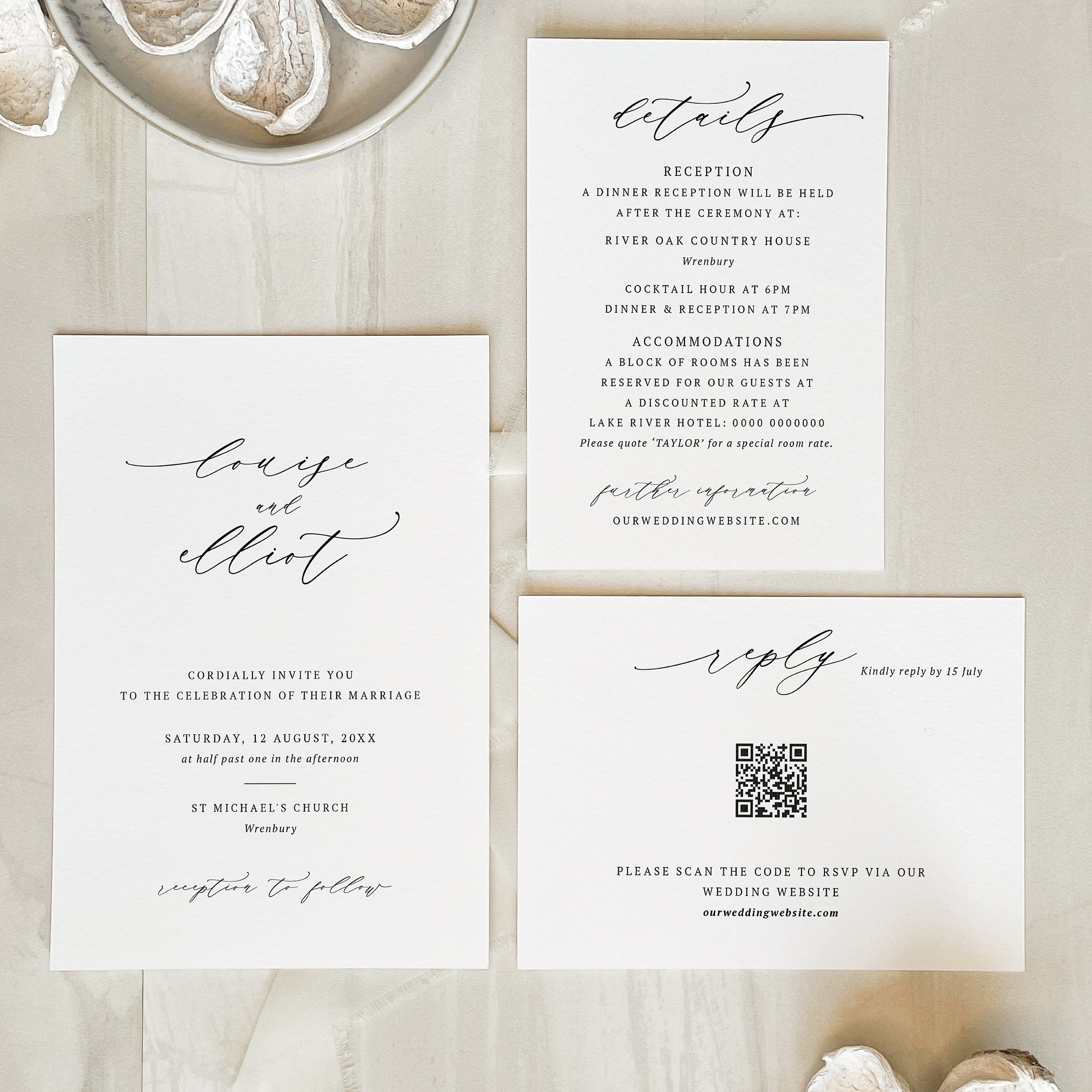 Modern Flourish Wedding Invitation Suite