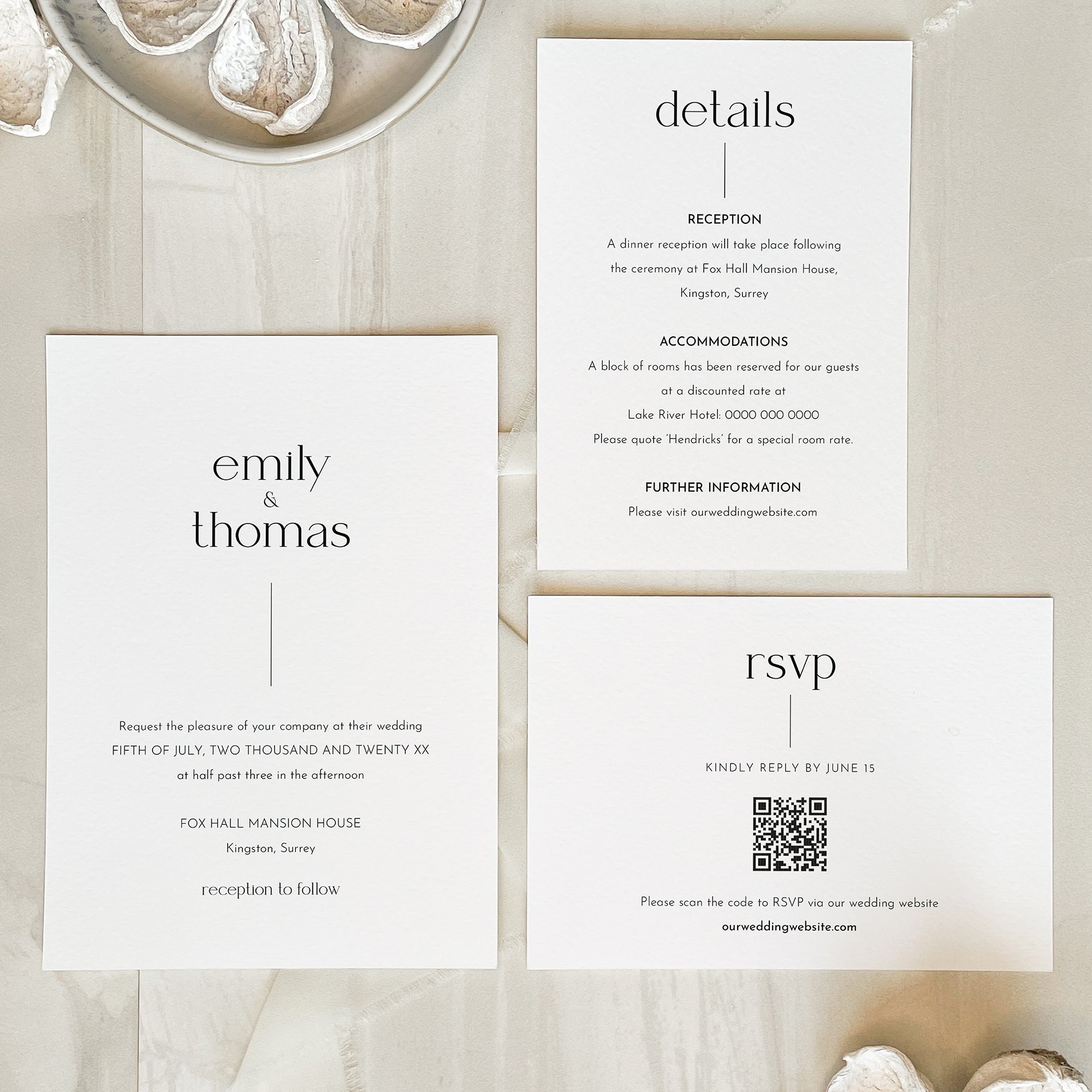 Modern Minimalist Wedding Invitation Suite