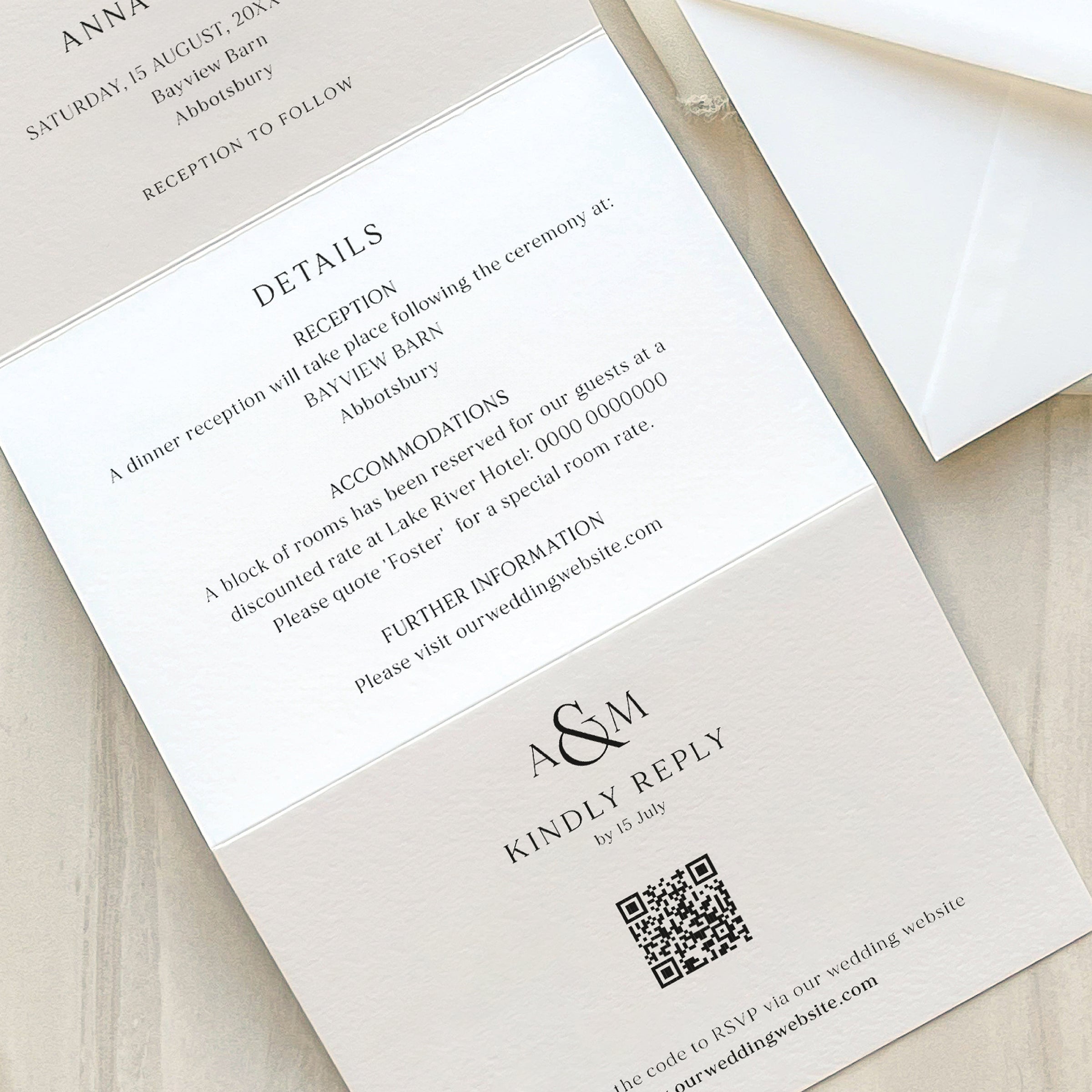 Modern Monogram Concertina Wedding Invitation