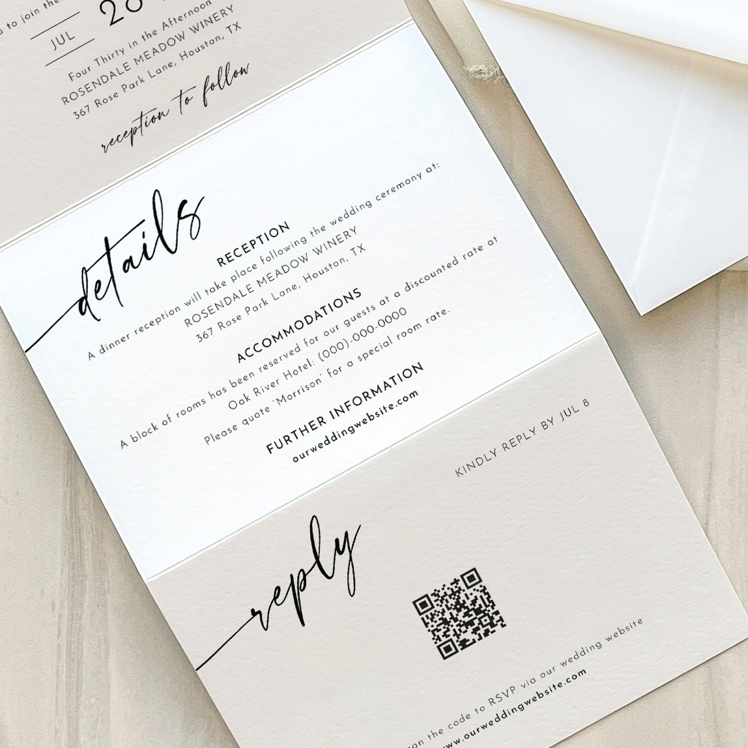 Modern Script Concertina Wedding Invitation