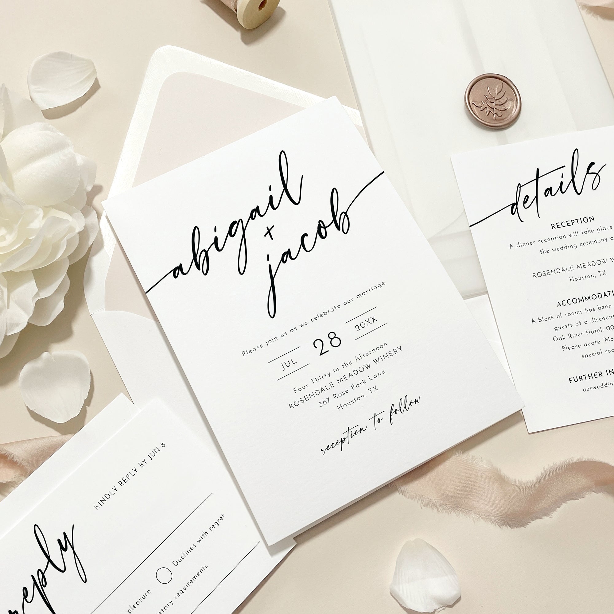 Modern Script Wedding Invitation Suite