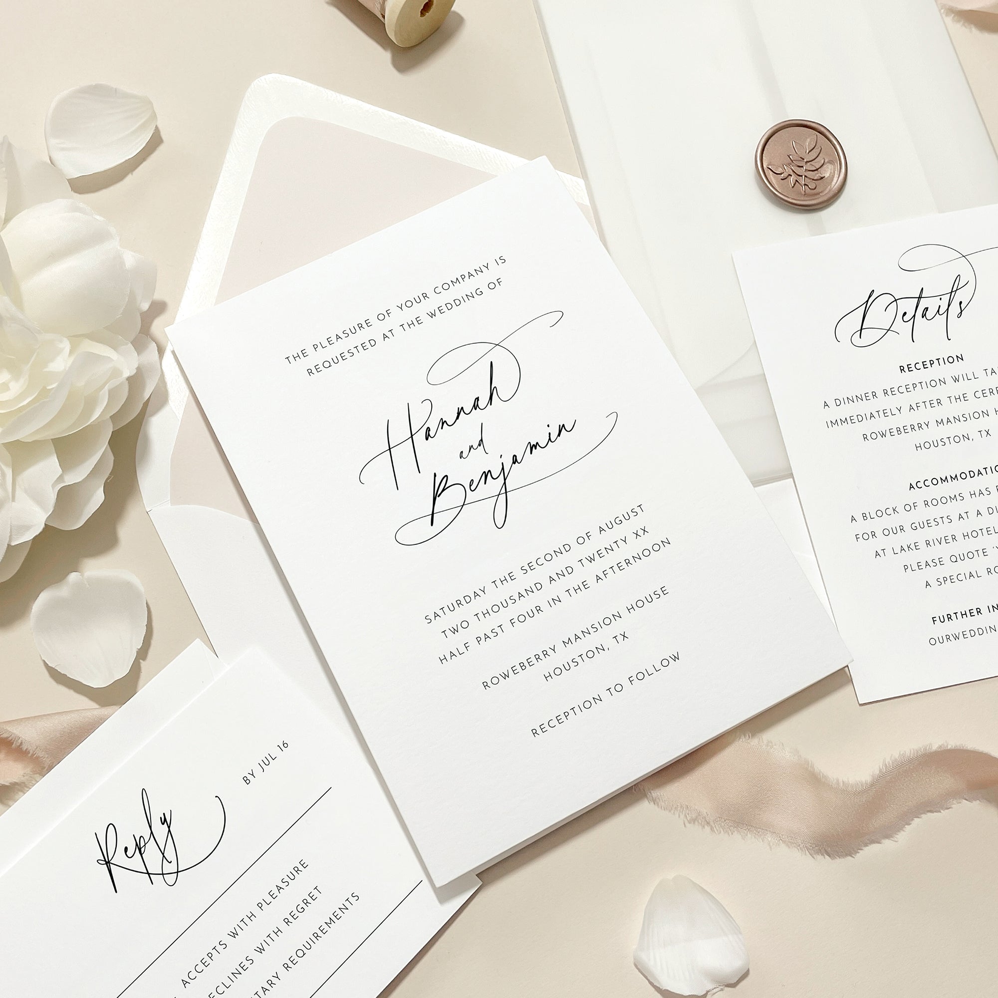 Romantic Script Wedding Invitation Suite