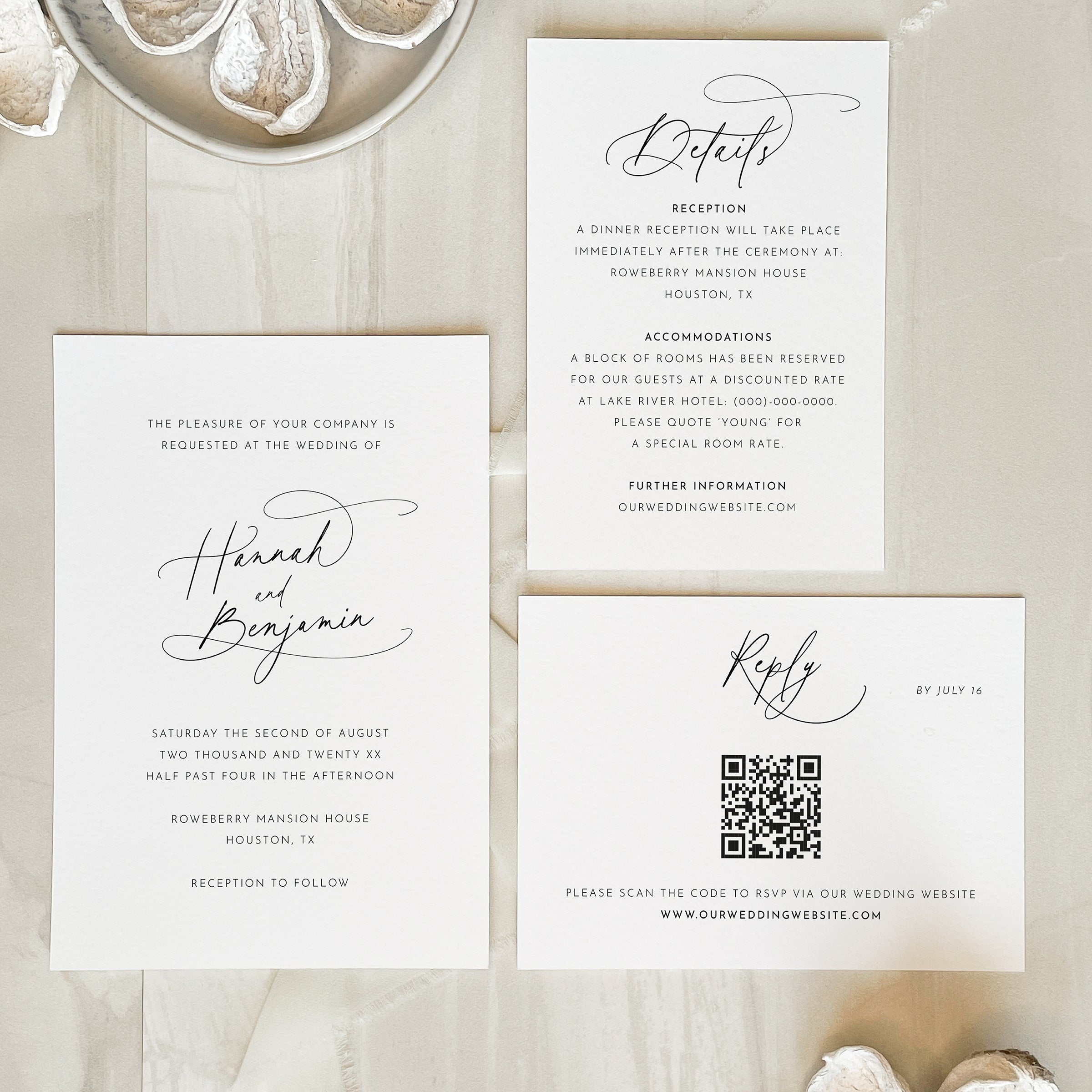 Romantic Script Wedding Invitation Suite