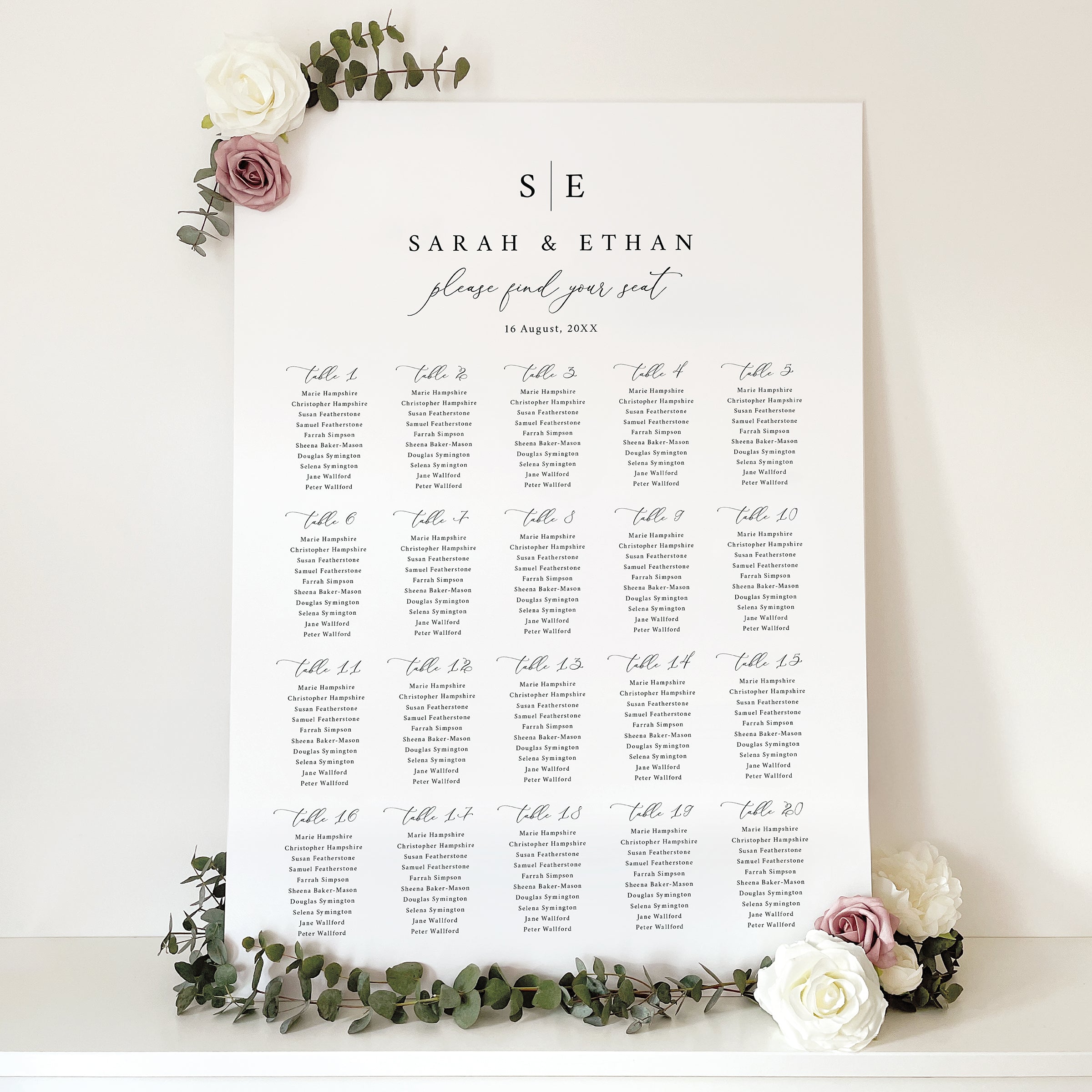 Classic Monogram Wedding Seating Chart