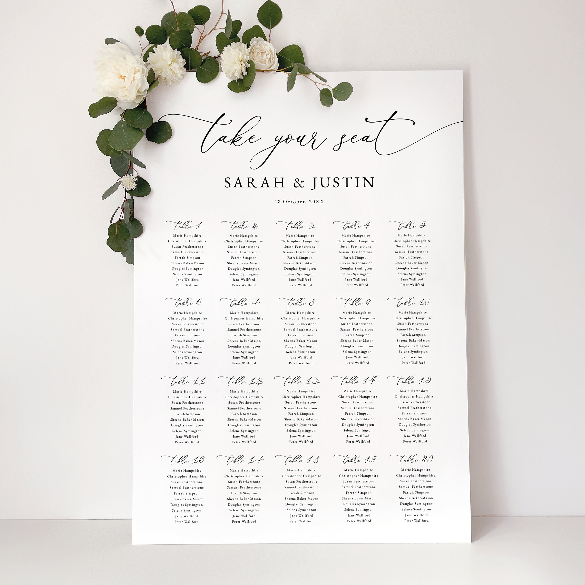 Elegant Script Wedding Seating Chart