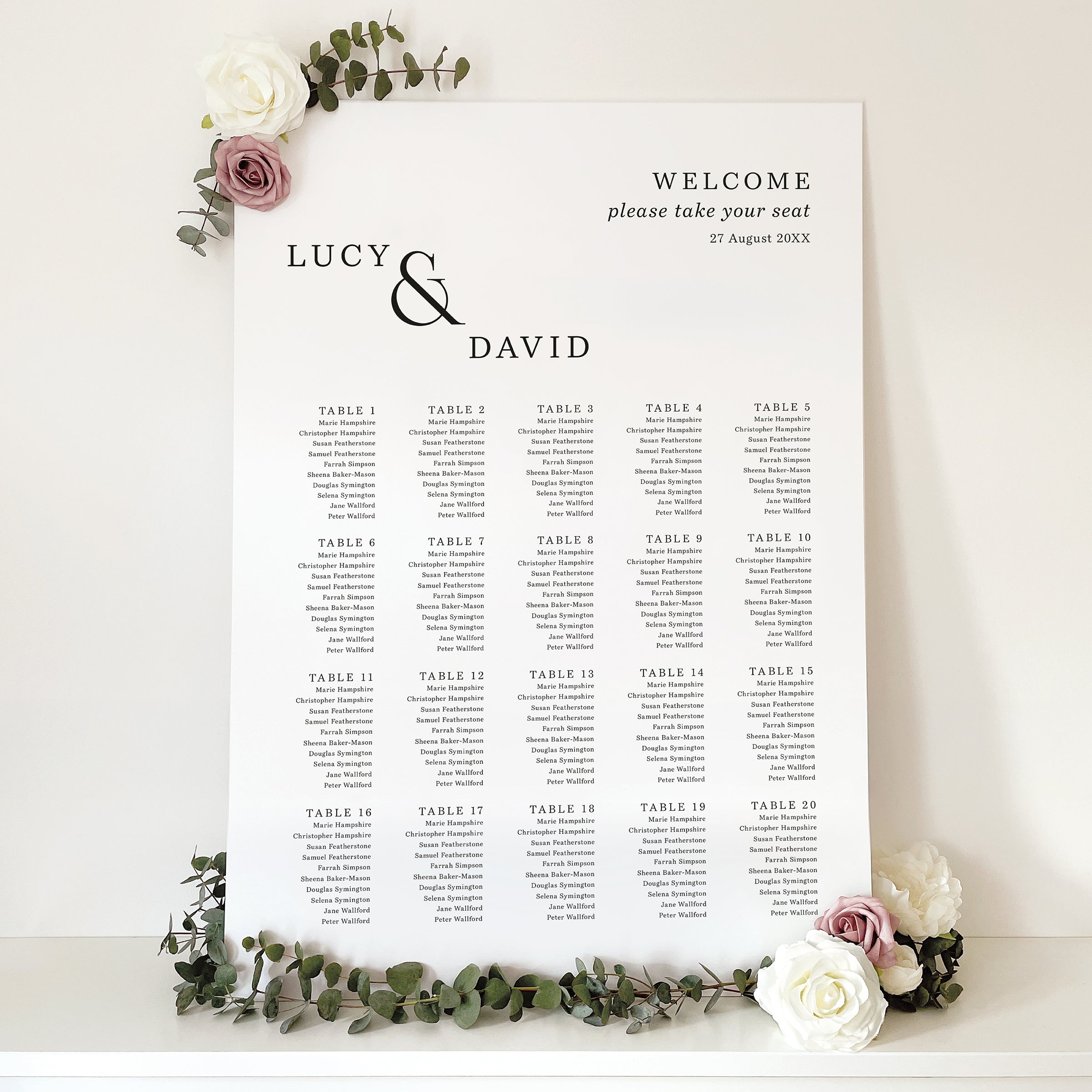 Modern Ampersand Wedding Seating Chart