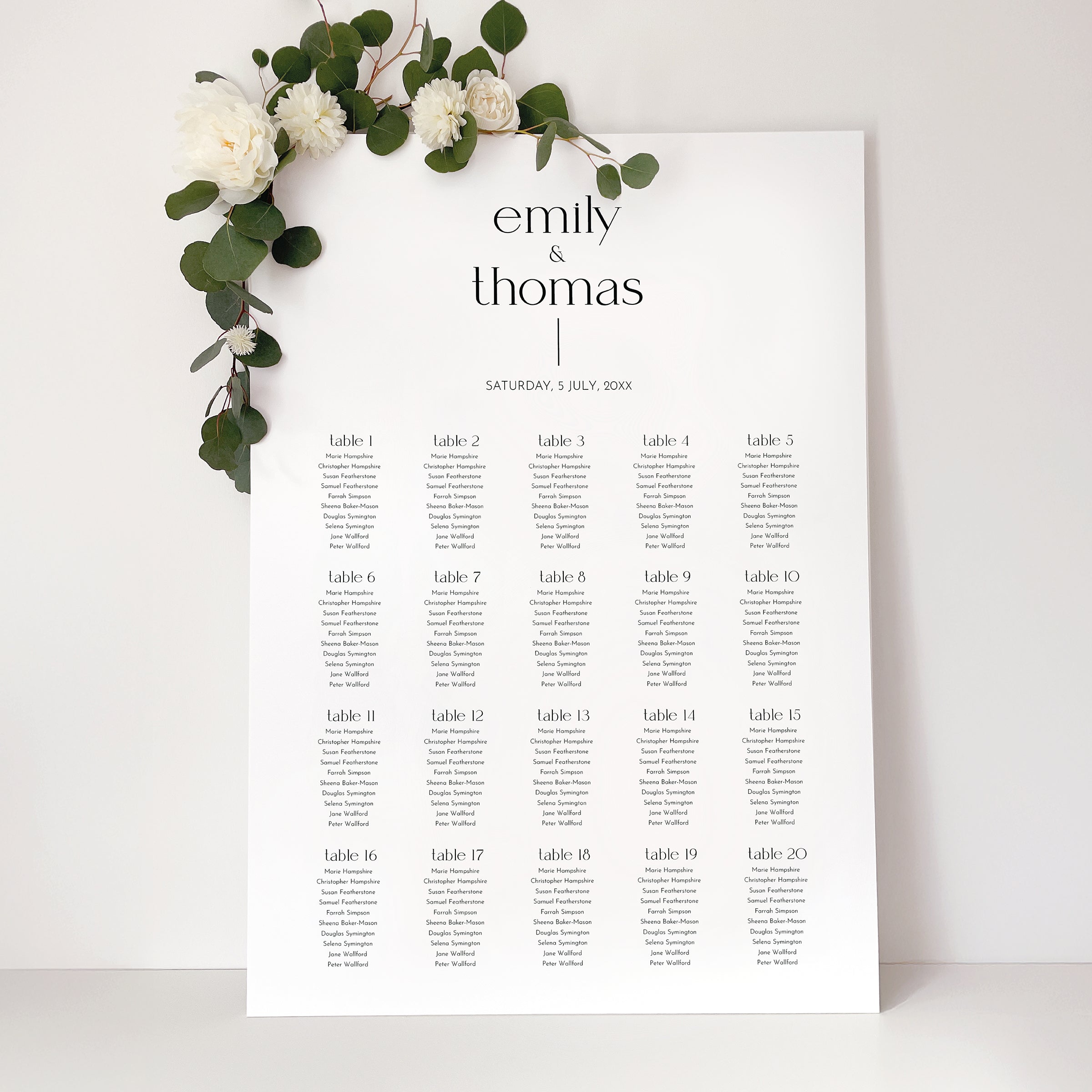 Modern Minimalist Wedding Seating Chart