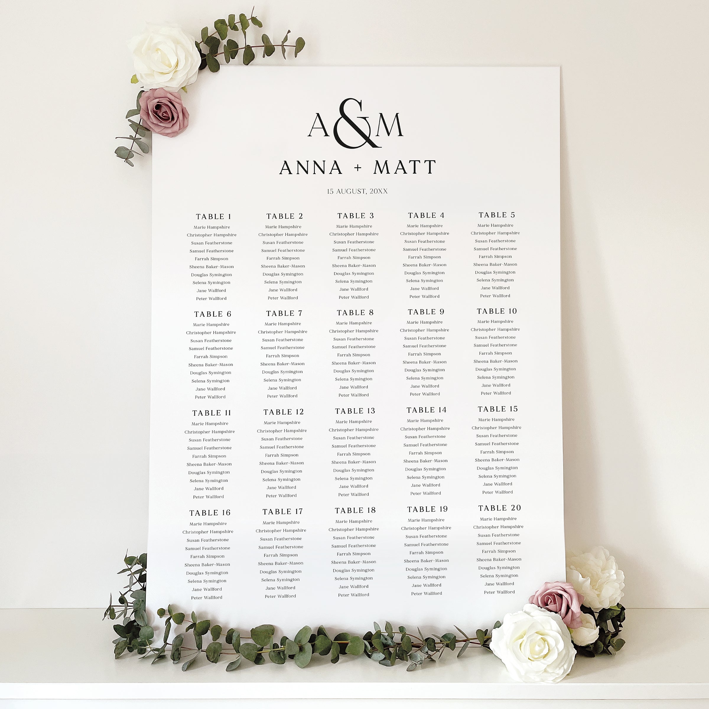 Modern Monogram Wedding Seating Chart