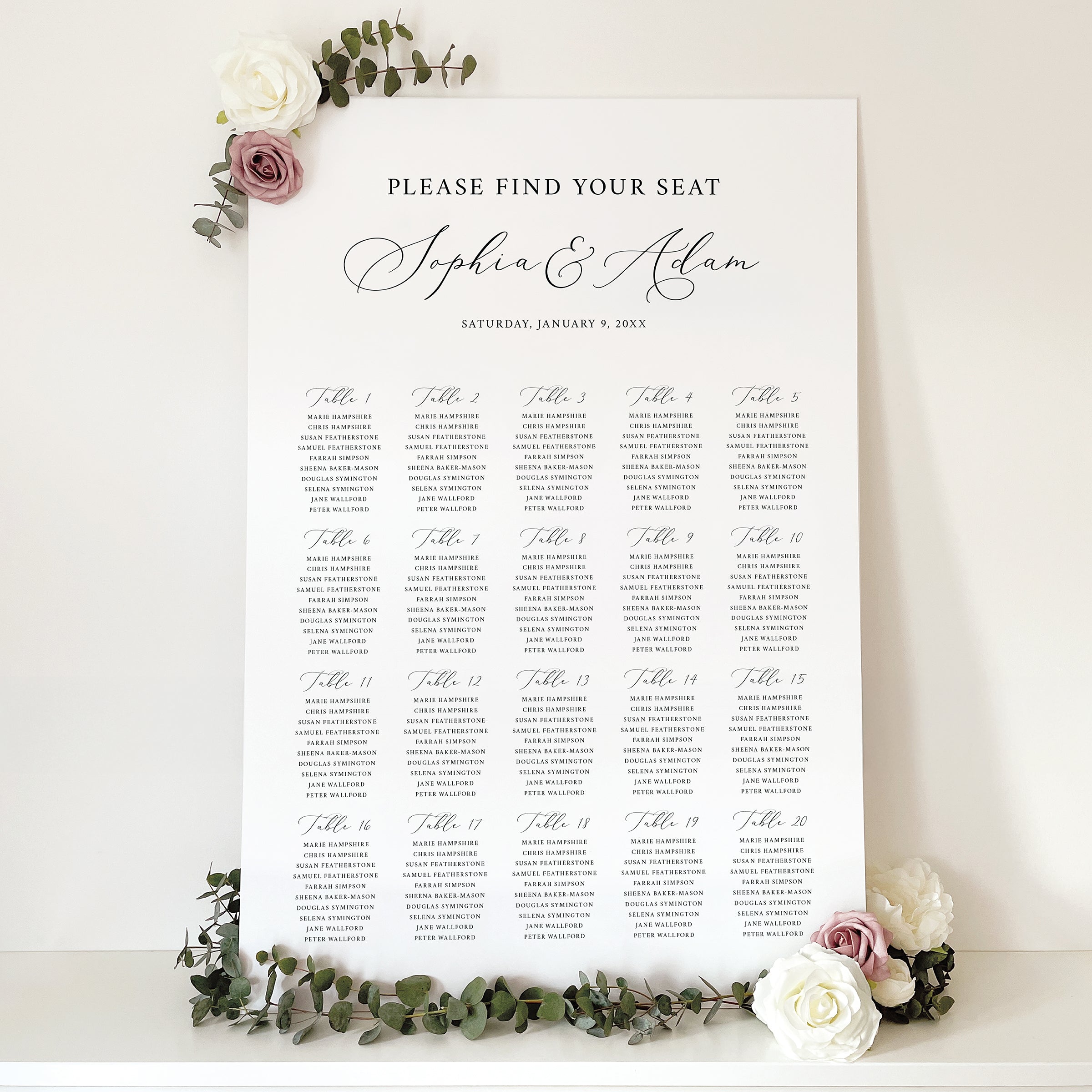 Whimsical Script Wedding Seating Chart