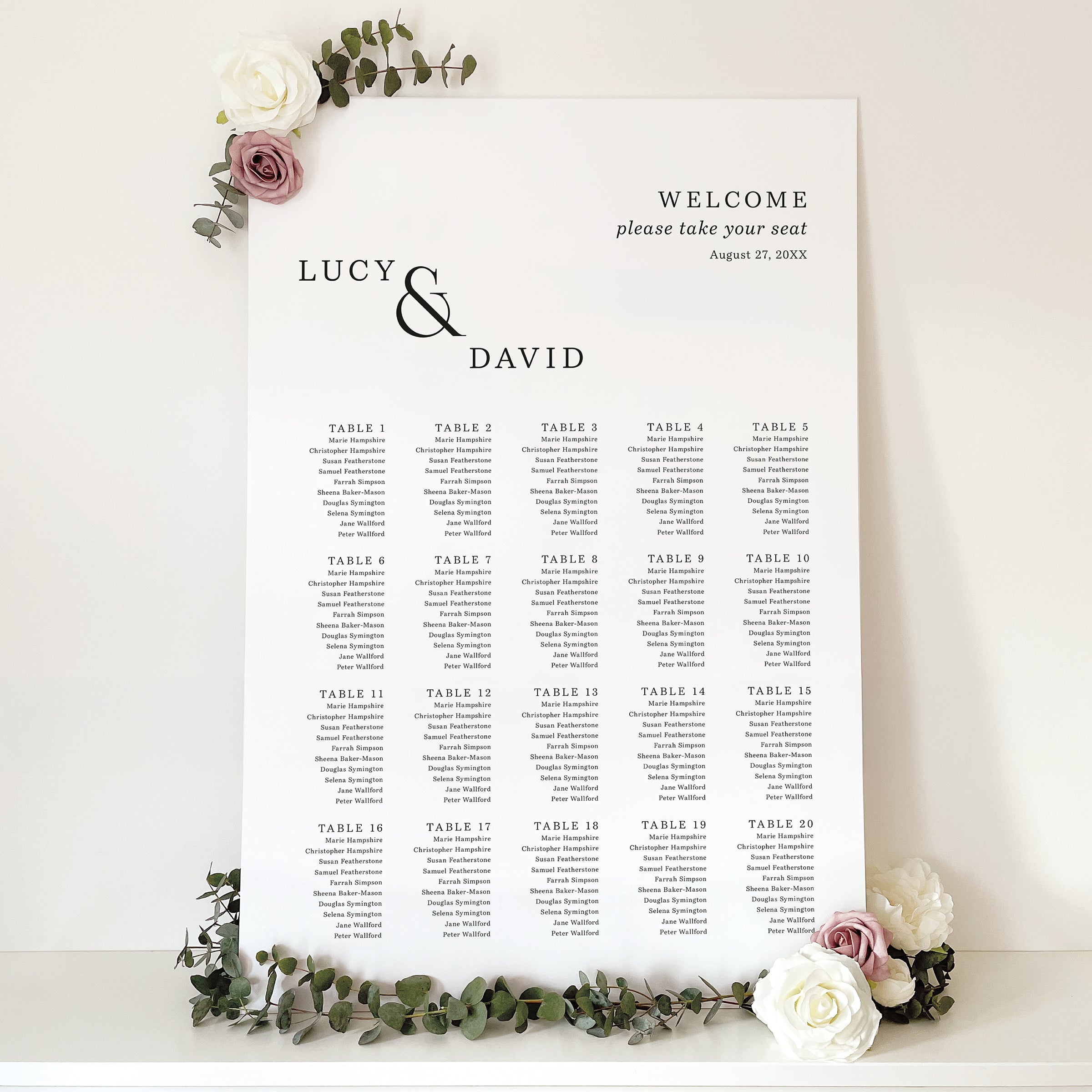 Modern Ampersand Wedding Seating Chart
