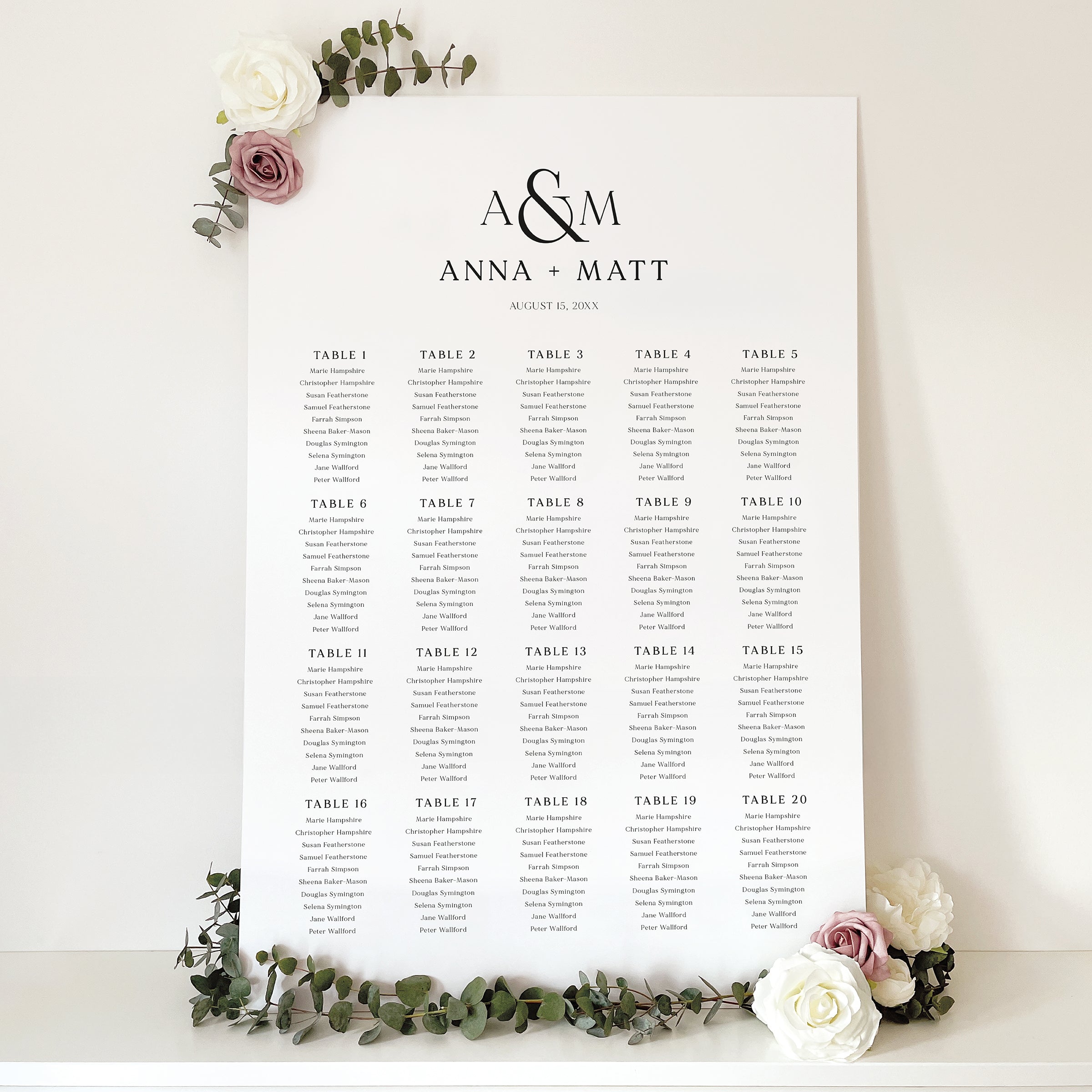 Modern Monogram Wedding Seating Chart
