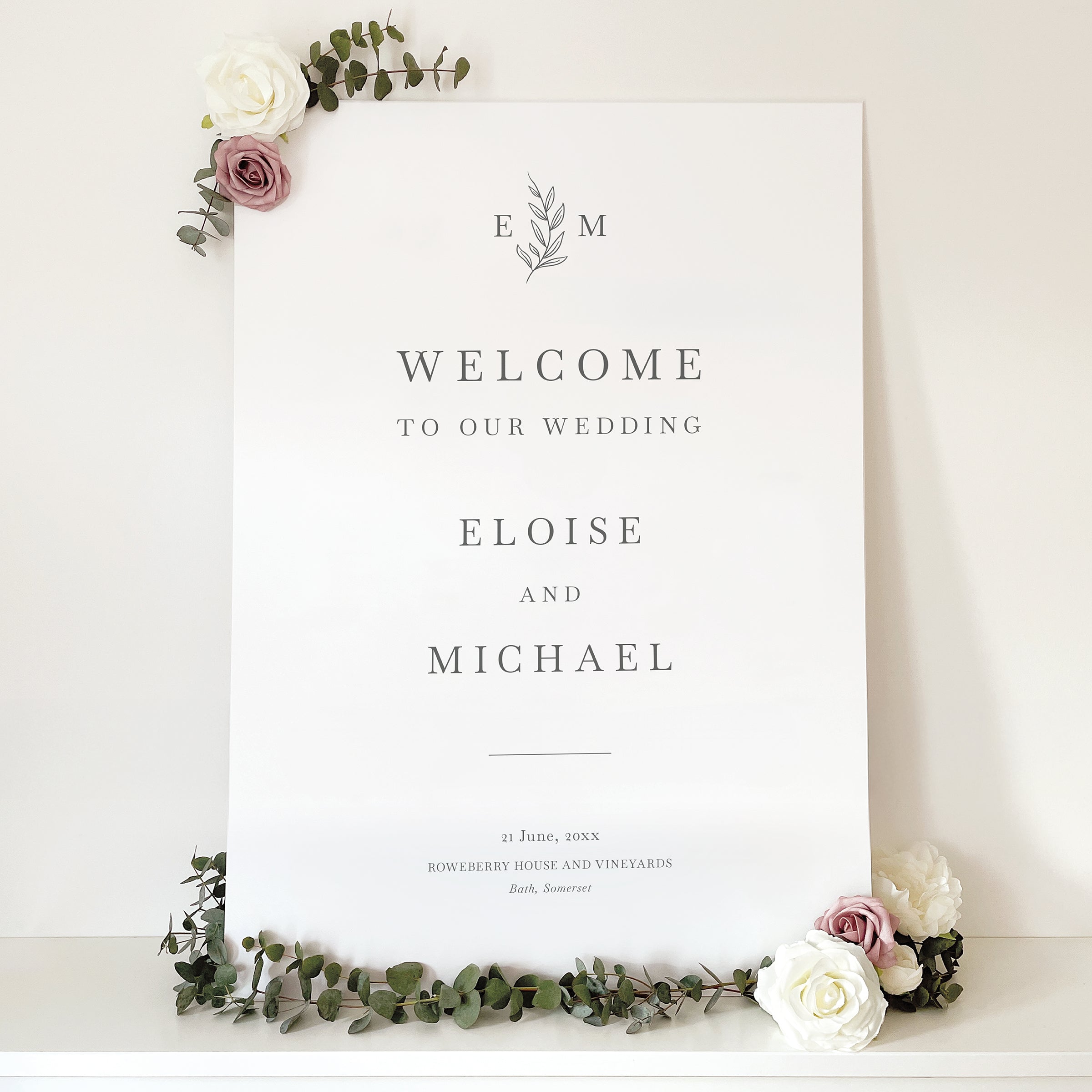 Botanic Monogram Wedding Welcome Sign