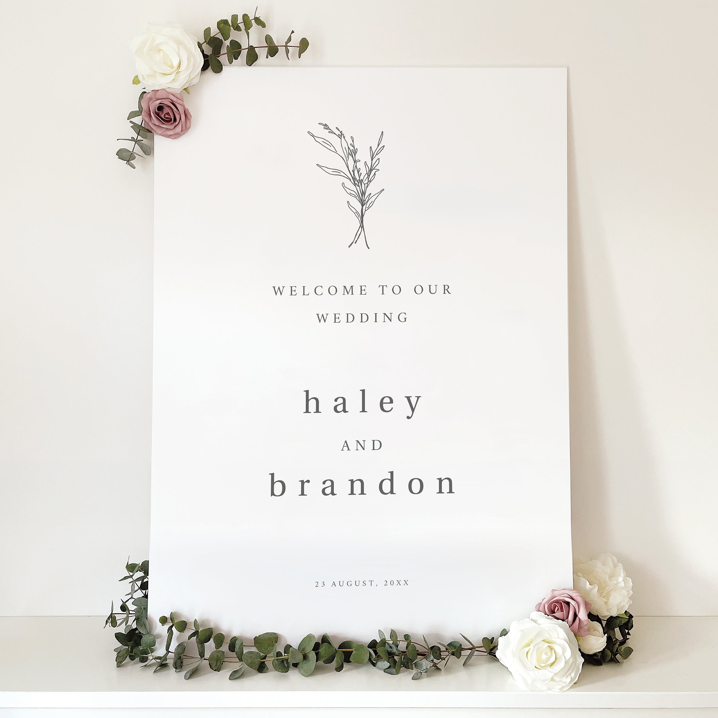 Rustic Botanic Wedding Welcome Sign