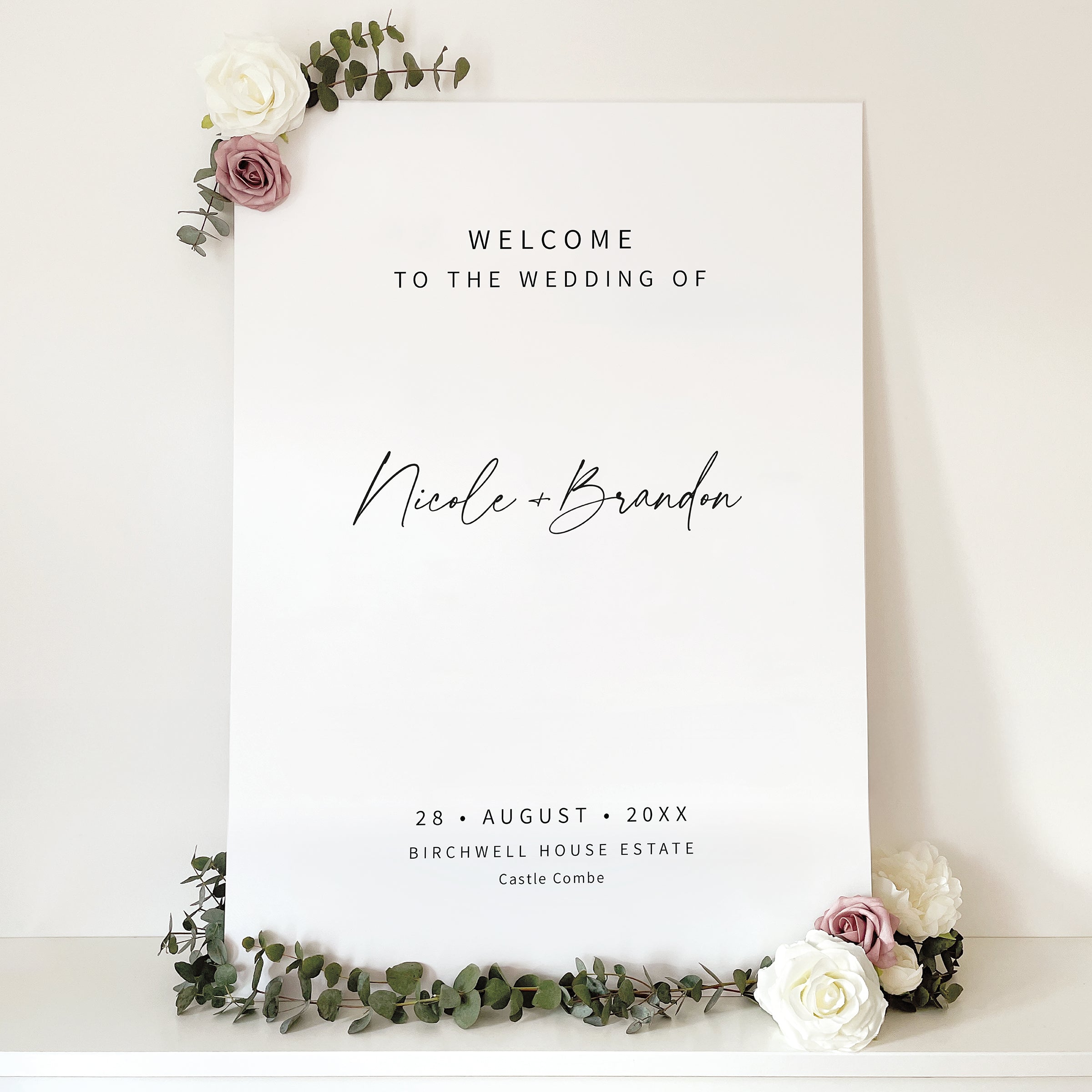 Signature Script Wedding Welcome Sign