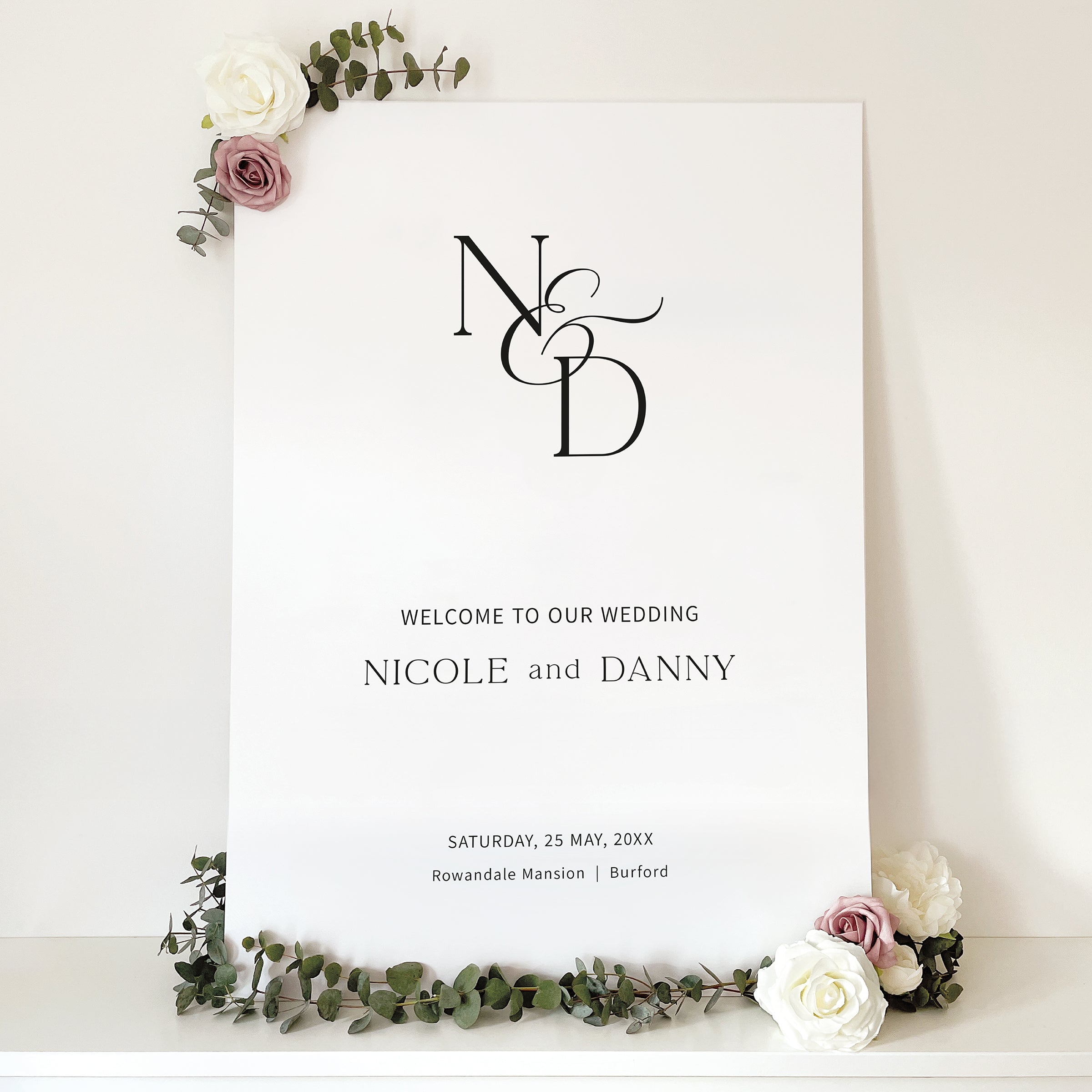 Boho Monogram Wedding Welcome Sign