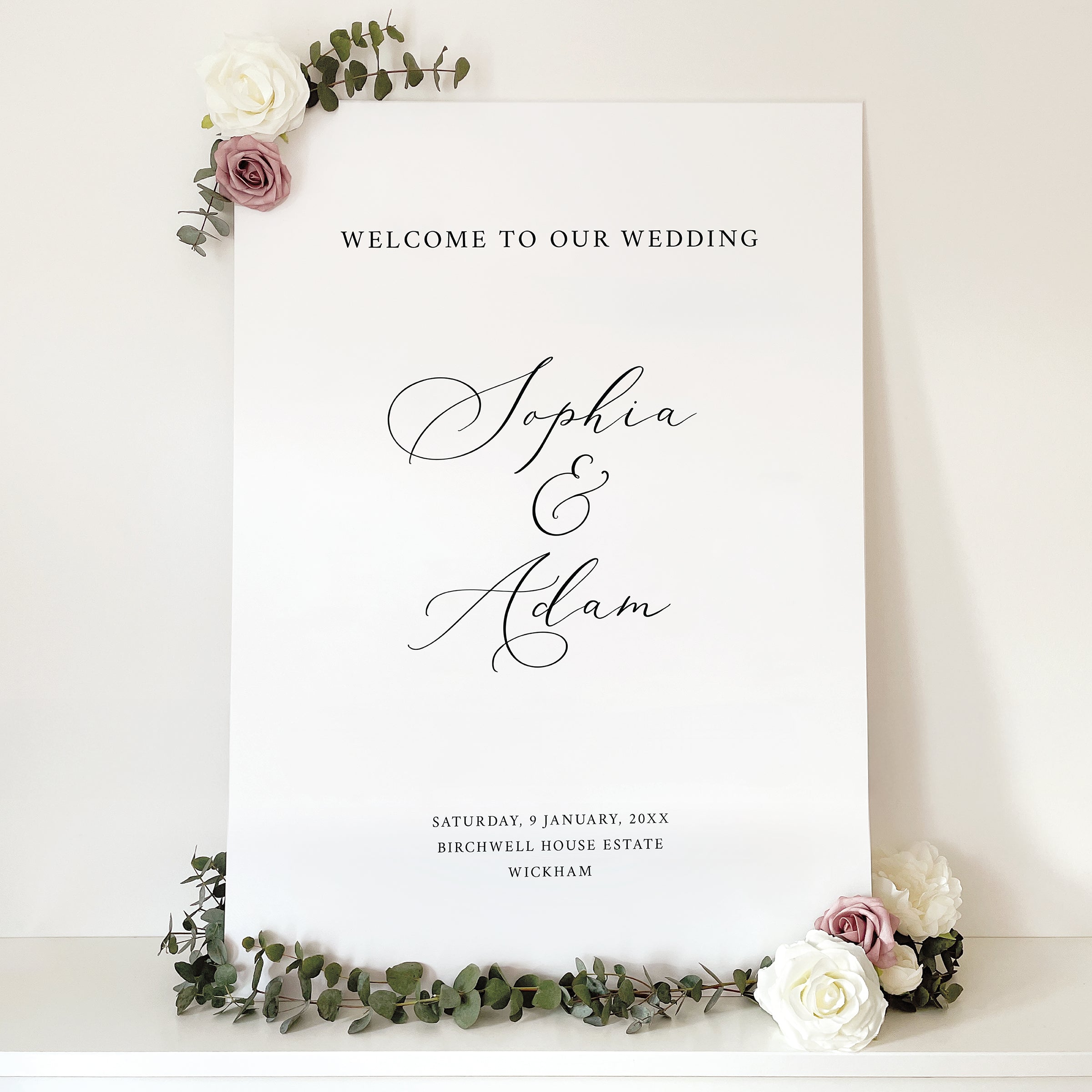 Whimsical Script Wedding Welcome Sign