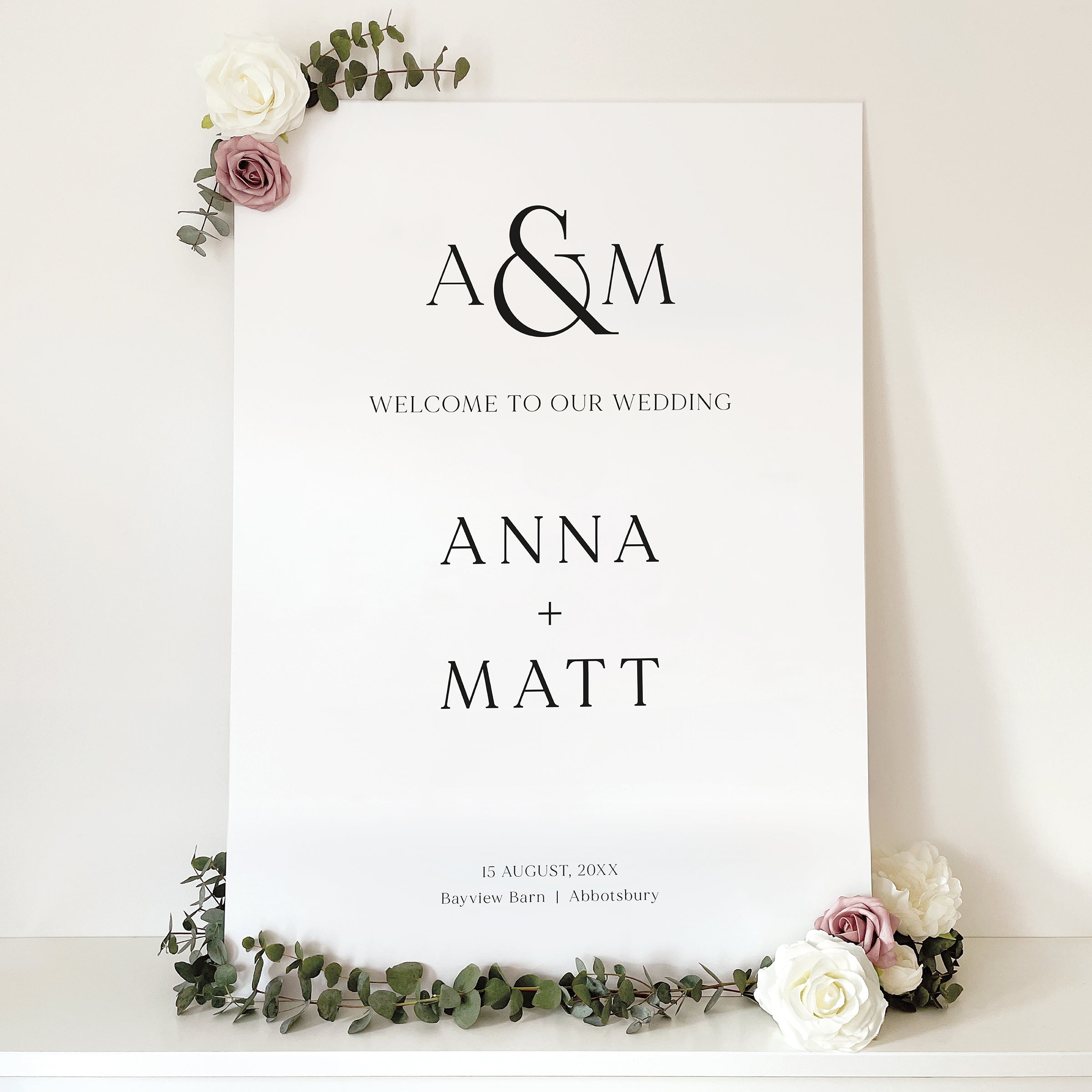 Modern Monogram Wedding Welcome Sign