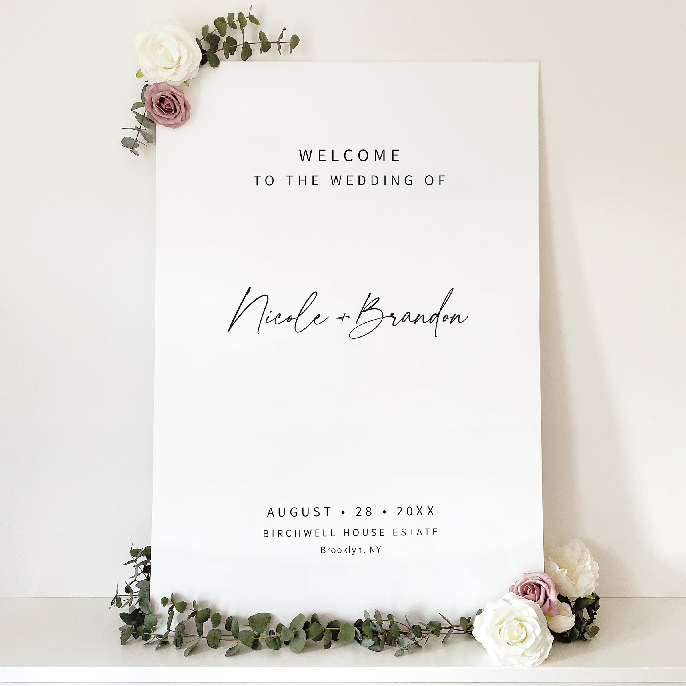 Signature Script Wedding Welcome Sign
