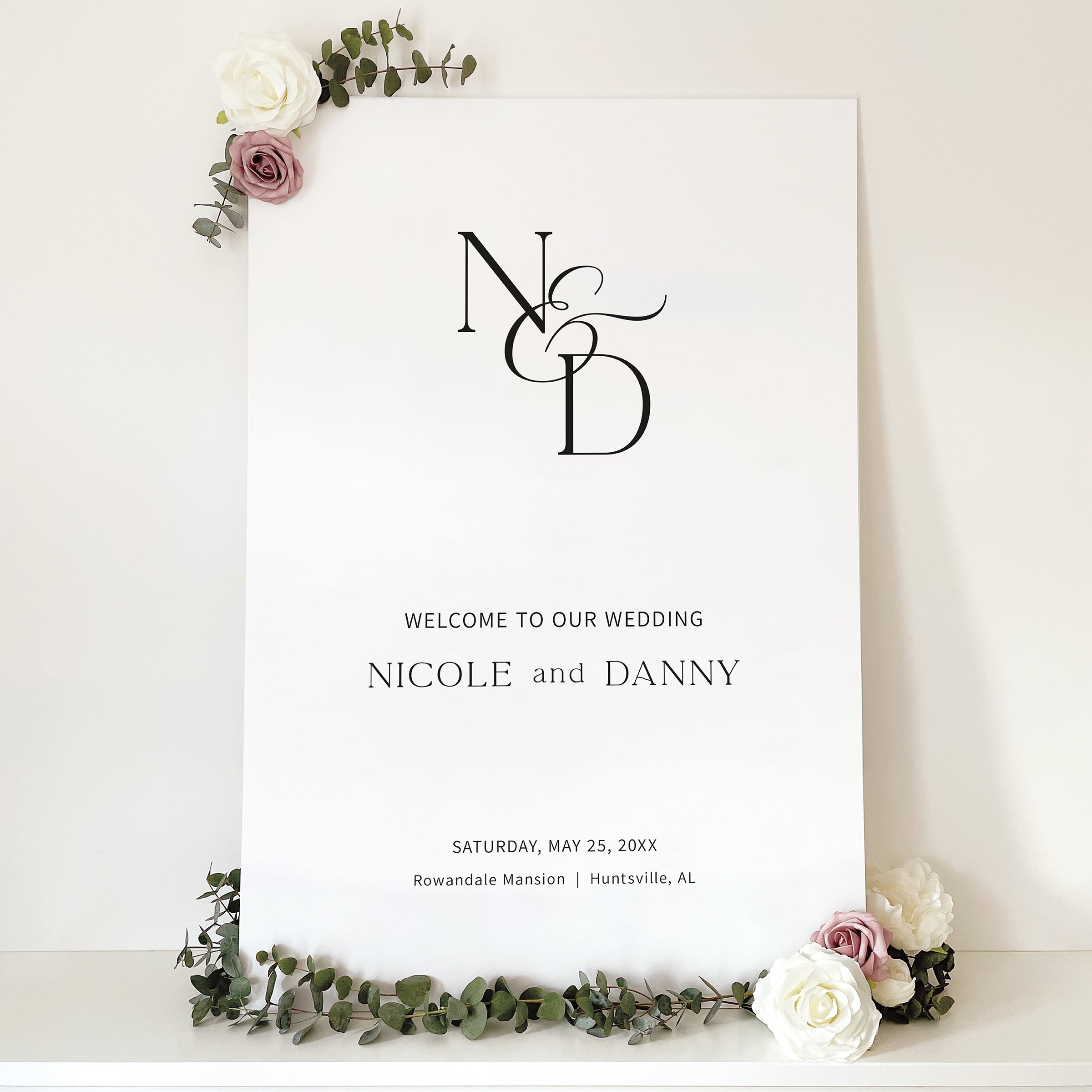 Boho Monogram Wedding Welcome Sign