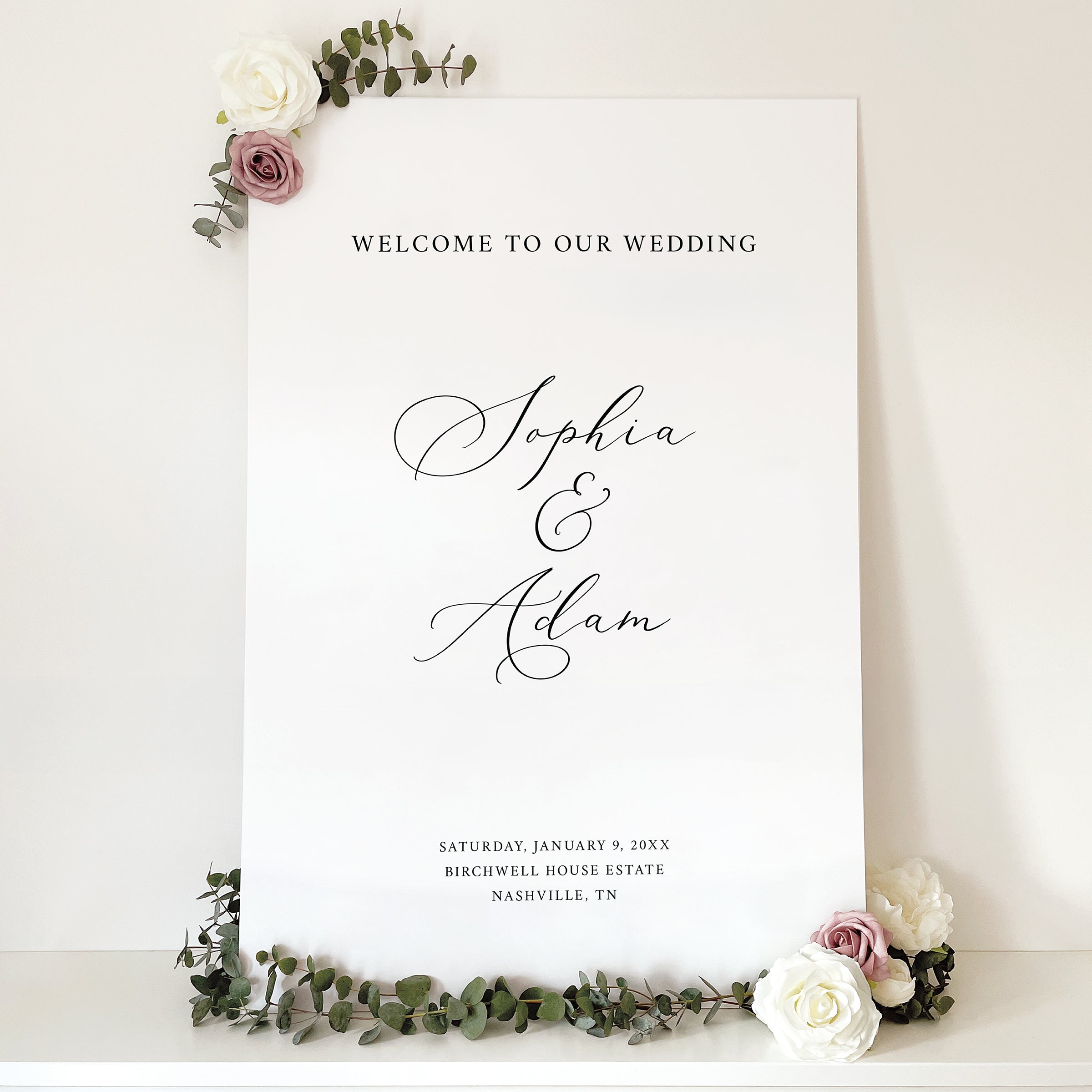 Whimsical Script Wedding Welcome Sign