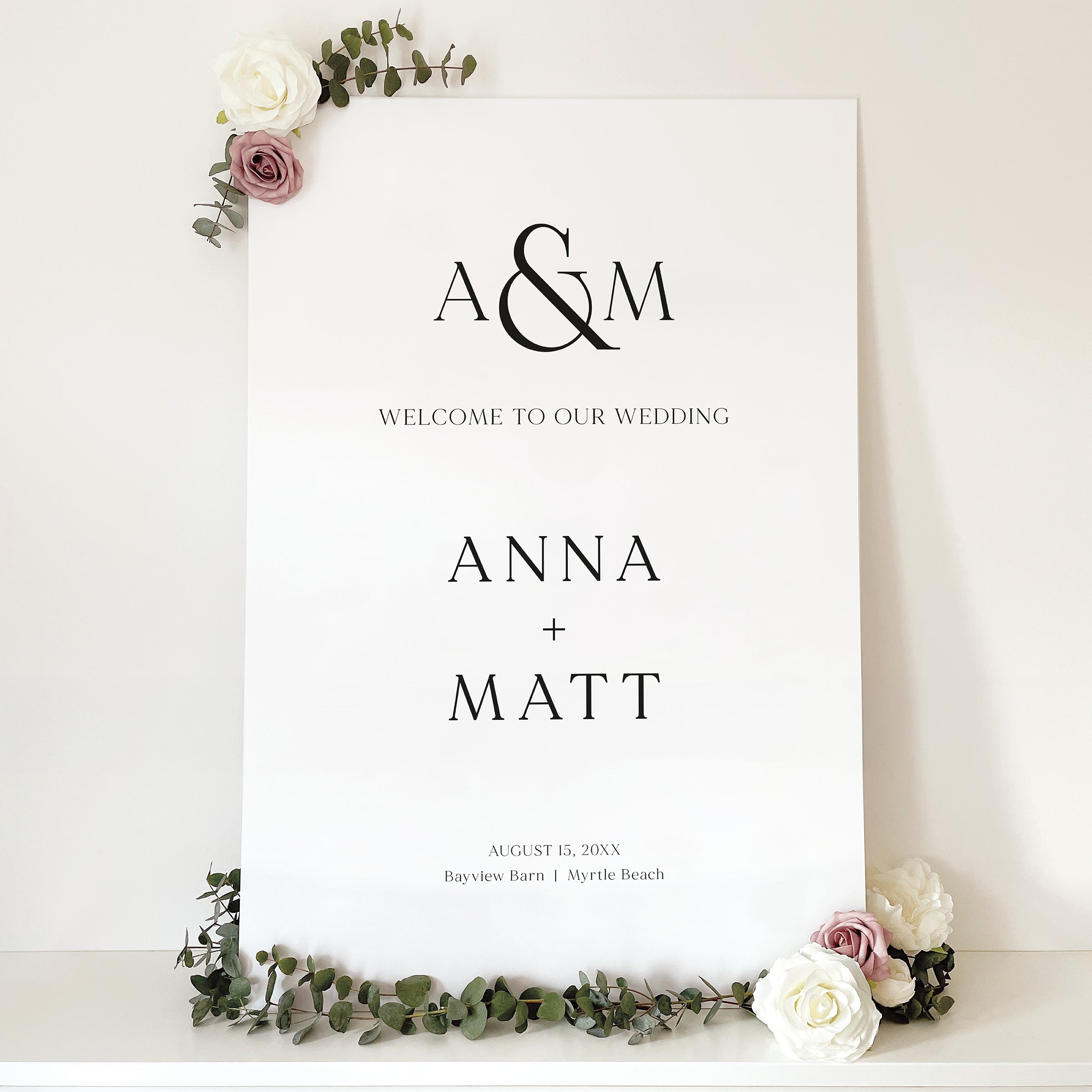 Modern Monogram Wedding Welcome Sign