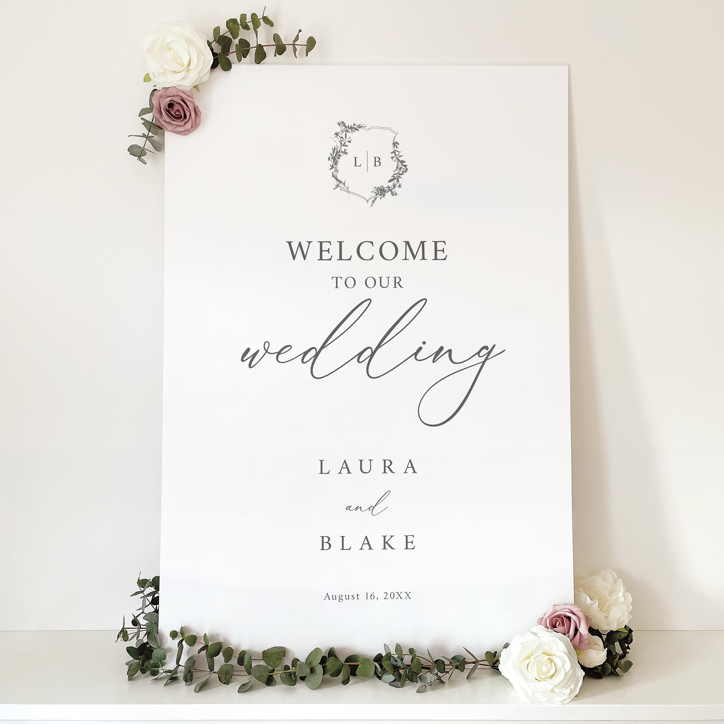 Botanic Crest Wedding Welcome Sign
