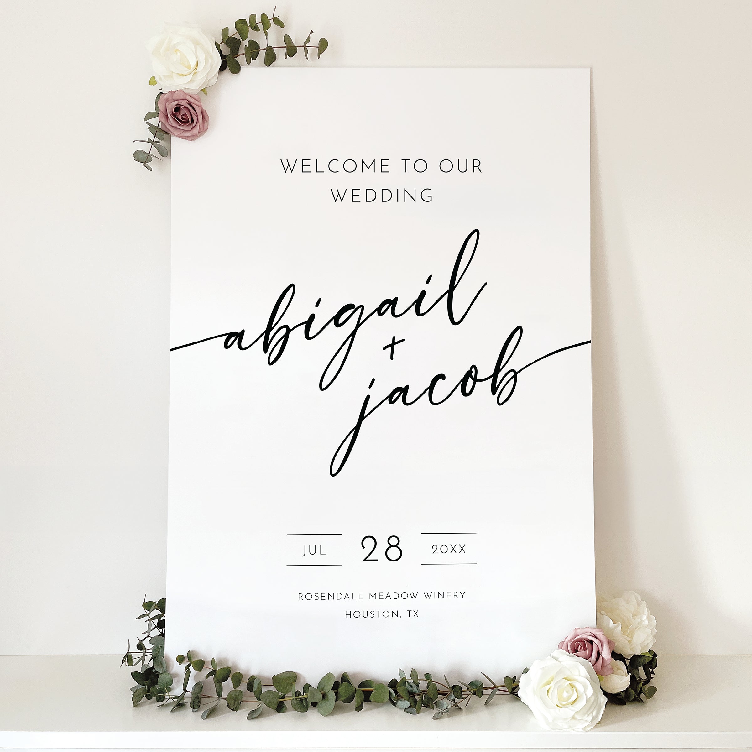 Modern Script Wedding Welcome Sign