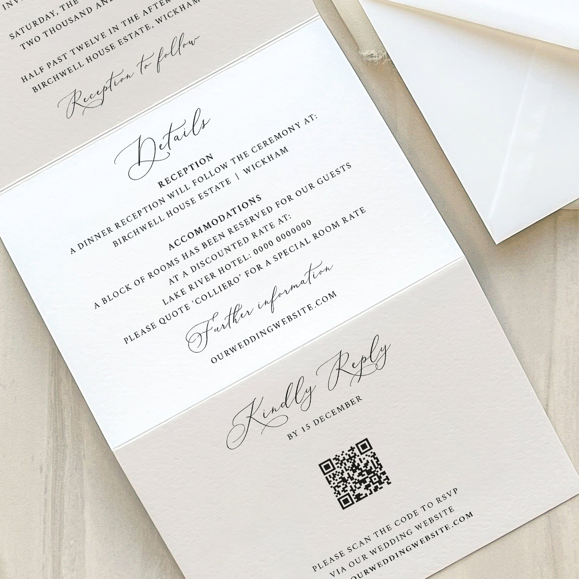 Whimsical Script Concertina Wedding Invitation