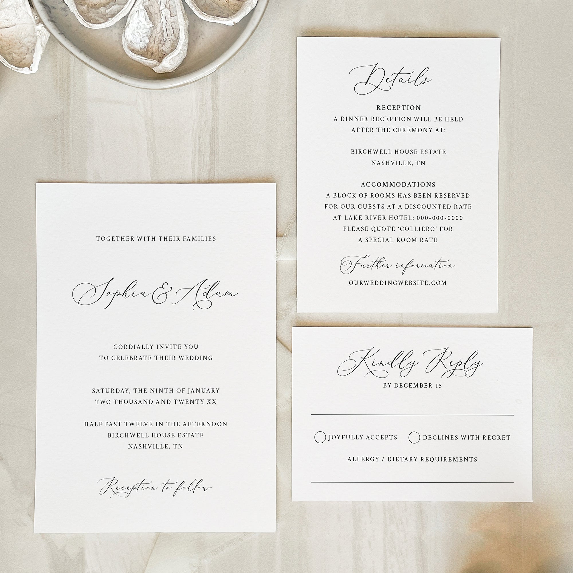 Whimsical Script Wedding Invitation Suite